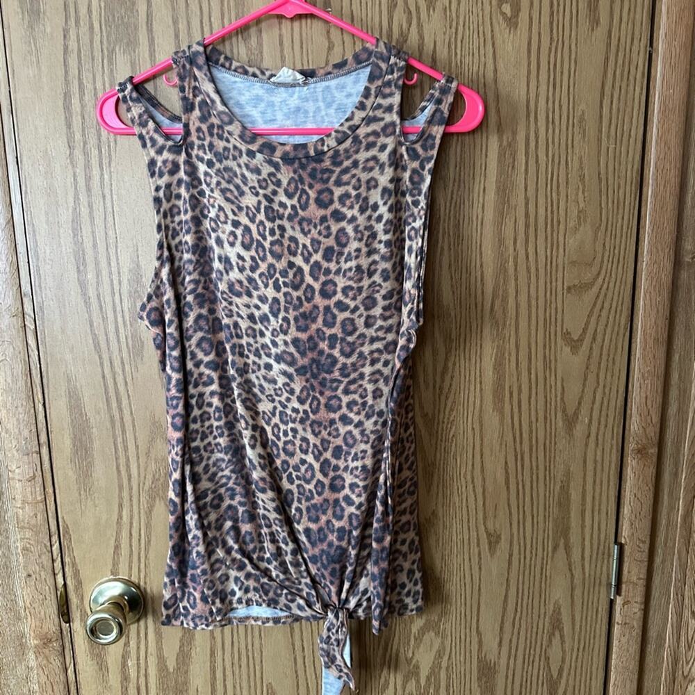BiBi Leopard Print Tank Top with Front Tie
